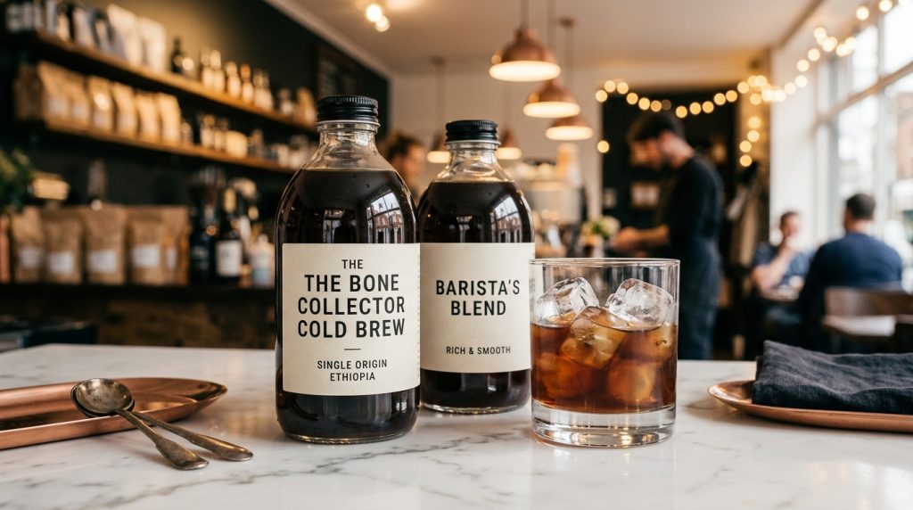 Kemasan botol steril hasil dari penerapan metode cold brew kopi yang higienis.