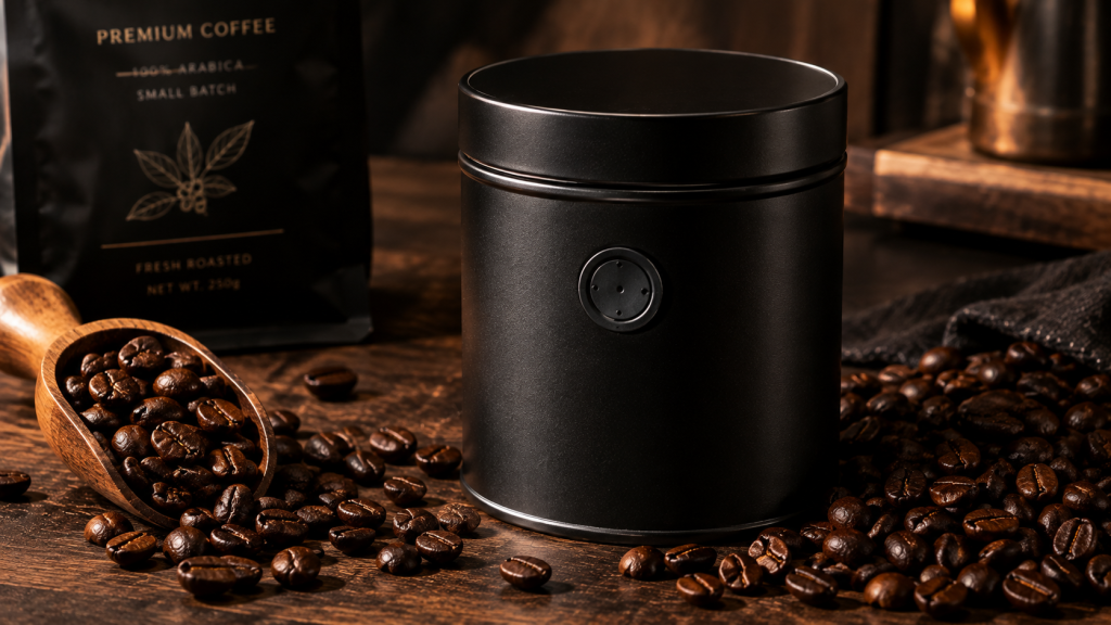 Wadah kedap udara khusus untuk cara menyimpan biji kopi sangrai agar tetap segar.
